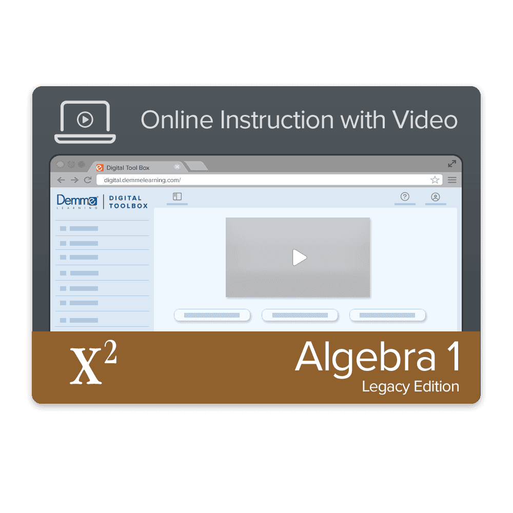 ALGEBRA 1 ONLINE INSTRUCTION W/VIDEO