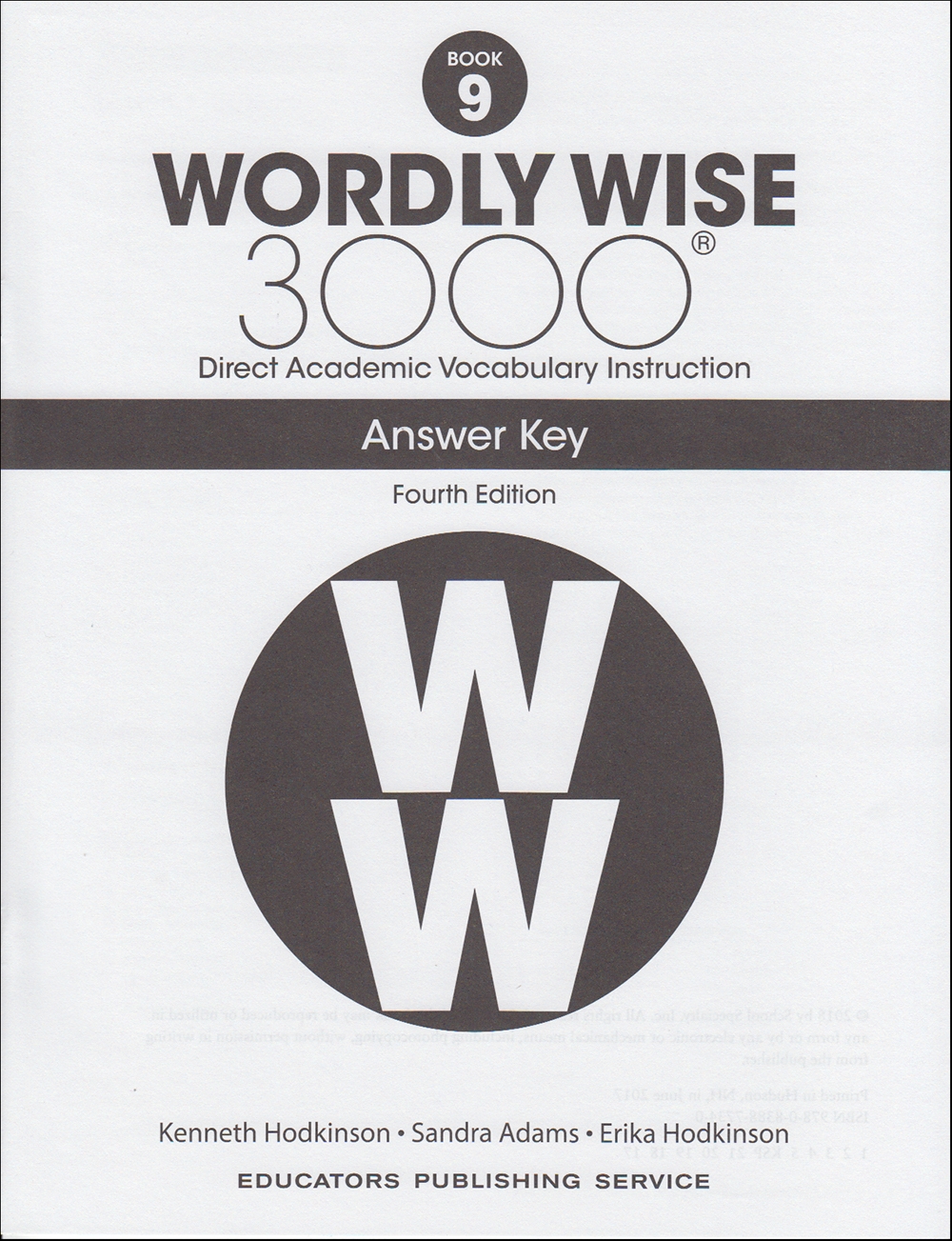 BookShark - WORDLY WISE 3000-9, ANS KEY/4E