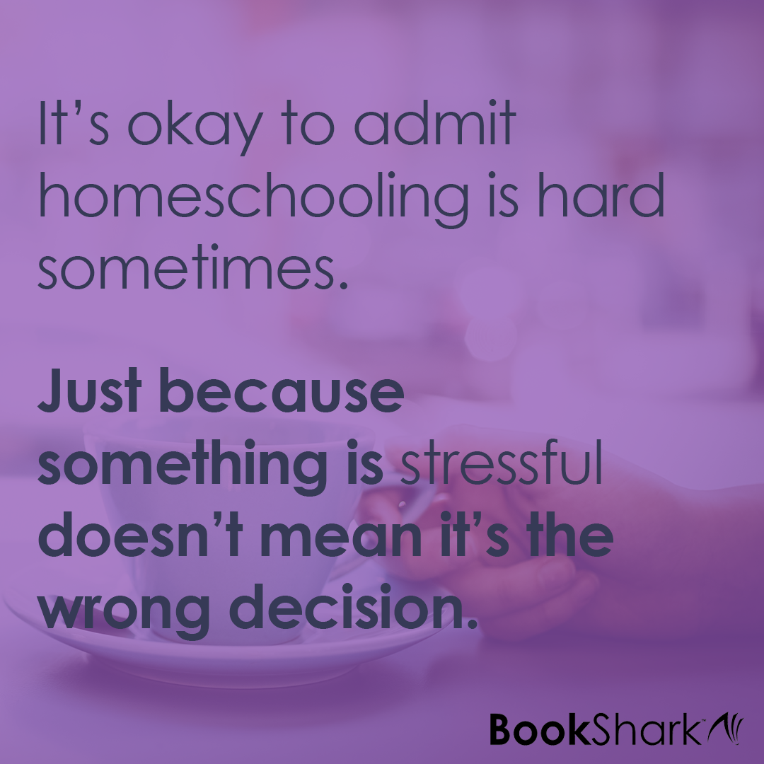 It’s okay to admit  homeschooling is hard  sometimes.  Just because  something is stressful doesn’t mean it’s the wrong decision.